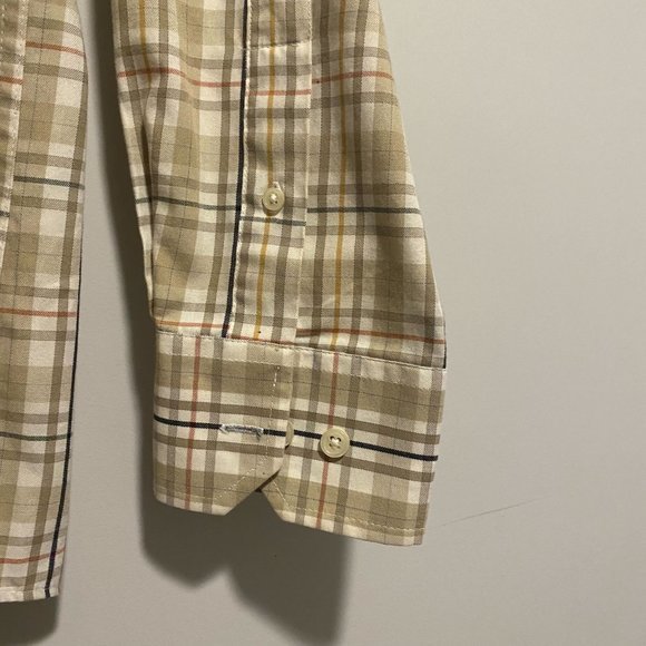 Covington Wrinkle Free Beige Plaid Button Down Men's Shirt - Medium - Picture 7 of 9